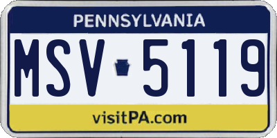 PA license plate MSV5119