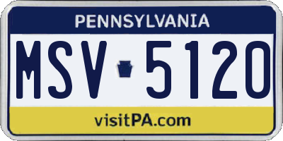 PA license plate MSV5120