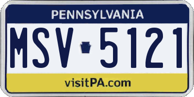 PA license plate MSV5121