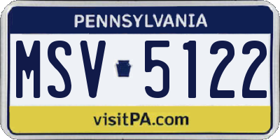 PA license plate MSV5122