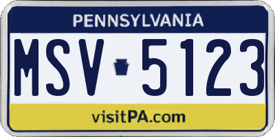 PA license plate MSV5123