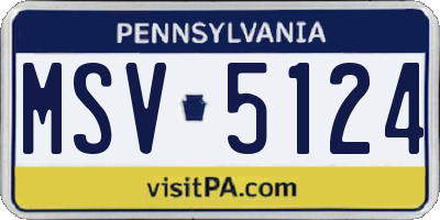 PA license plate MSV5124