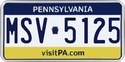 PA license plate MSV5125