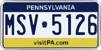 PA license plate MSV5126