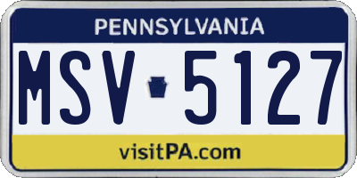 PA license plate MSV5127