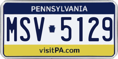 PA license plate MSV5129