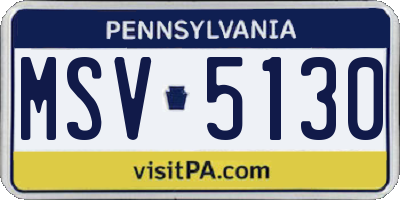 PA license plate MSV5130