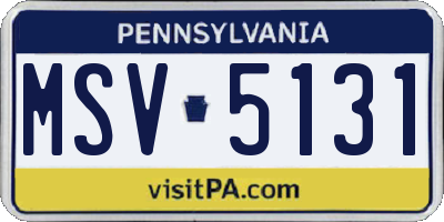 PA license plate MSV5131