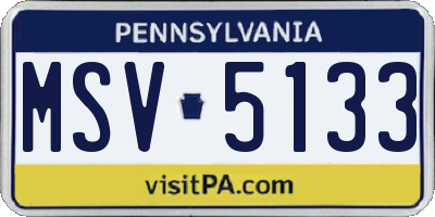 PA license plate MSV5133