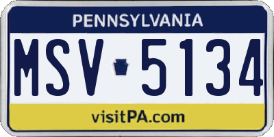 PA license plate MSV5134