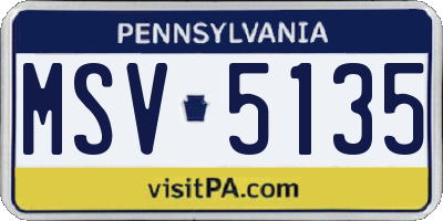 PA license plate MSV5135