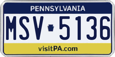 PA license plate MSV5136
