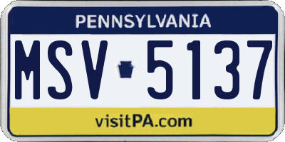 PA license plate MSV5137