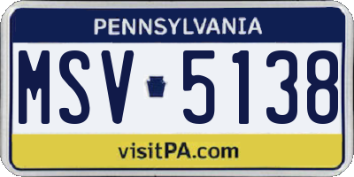 PA license plate MSV5138