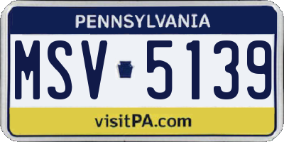PA license plate MSV5139