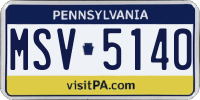 PA license plate MSV5140