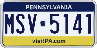 PA license plate MSV5141