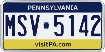 PA license plate MSV5142