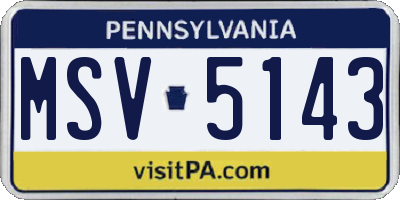 PA license plate MSV5143