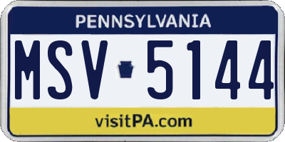 PA license plate MSV5144