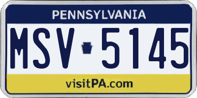 PA license plate MSV5145