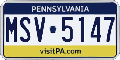 PA license plate MSV5147