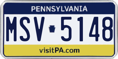 PA license plate MSV5148