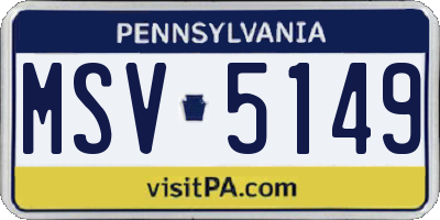 PA license plate MSV5149