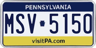 PA license plate MSV5150