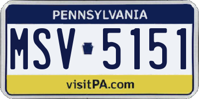 PA license plate MSV5151