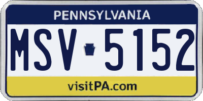 PA license plate MSV5152