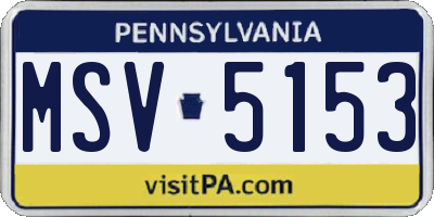 PA license plate MSV5153