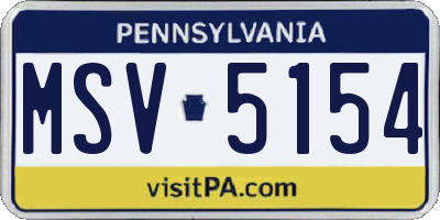 PA license plate MSV5154