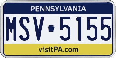 PA license plate MSV5155
