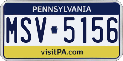 PA license plate MSV5156