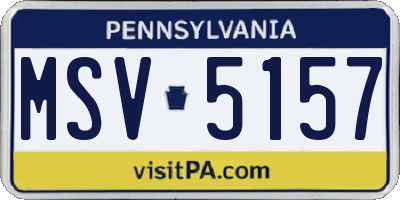 PA license plate MSV5157