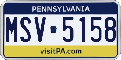 PA license plate MSV5158