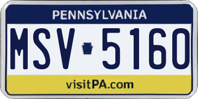 PA license plate MSV5160