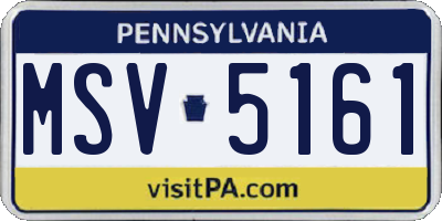 PA license plate MSV5161