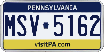 PA license plate MSV5162