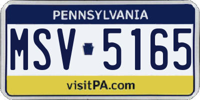 PA license plate MSV5165