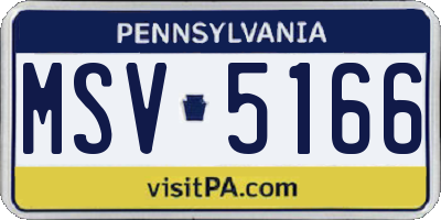 PA license plate MSV5166