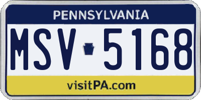 PA license plate MSV5168