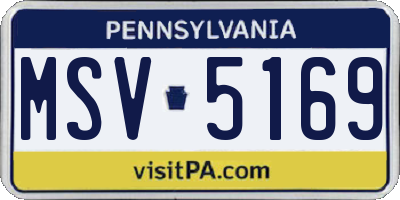 PA license plate MSV5169