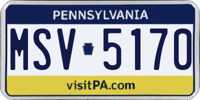 PA license plate MSV5170