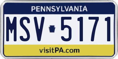 PA license plate MSV5171
