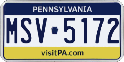 PA license plate MSV5172