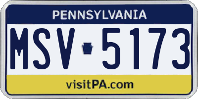 PA license plate MSV5173