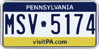 PA license plate MSV5174