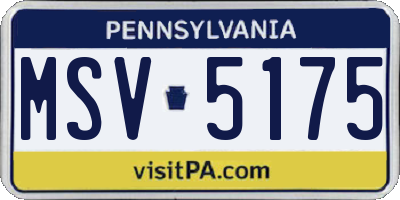 PA license plate MSV5175